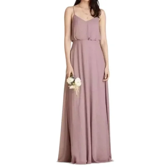 green one shoulder bridesmaid dresses BABARONI Illusion Neckline Lace and Tulle Maxi Dress-Vintage Mauve, Vintage Mauve / US0 main image 1
